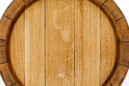 Wooden barrel, isolated on a white backgroundの写真素材