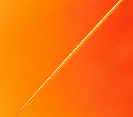 Abstract, closeup on single hair on orange and red blurry backgroundの写真素材