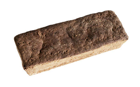 Homemade rectangular organic rye bread. isolated on white backgroundの写真素材