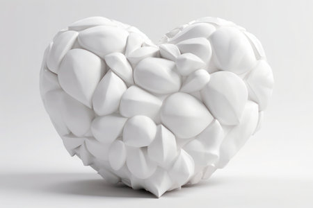 Clay ceramic origami heart craft isolated on white background generated aiの素材
