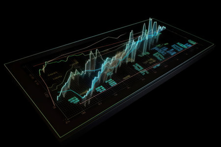 hologram graphics science technology computers finance graph on a touch screen tablet pc screen generated aiの素材