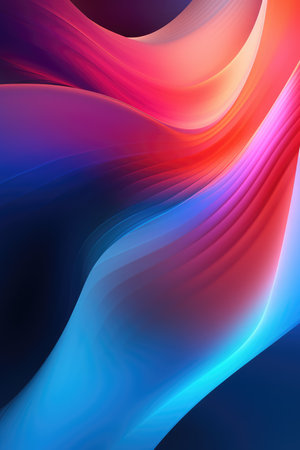 Multi coloured neon waves background, created using generative ai technology. Shape, pattern, abstract and colour concept digitally generated image.の素材