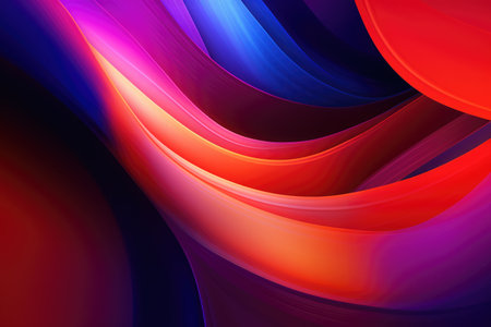 Multi coloured neon waves background, created using generative ai technology. Shape, pattern, abstract and colour concept digitally generated image.の素材