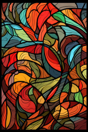 Colourful glass pattern, created using generative ai technology. Colours, pattern, material and abstract concept digitally generated image.の素材