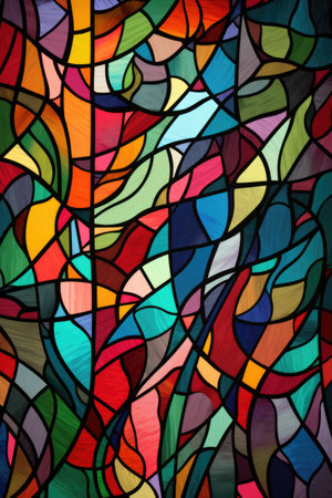 Colourful glass pattern, created using generative ai technology. Colours, pattern, material and abstract concept digitally generated image.の素材