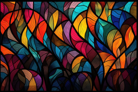 Colourful glass pattern, created using generative ai technology. Colours, pattern, material and abstract concept digitally generated image.の素材