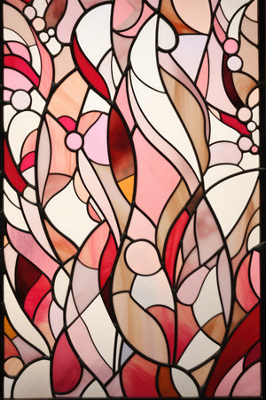 Red and pink glass pattern, created using generative ai technology. Colours, pattern, material and abstract concept digitally generated image.の素材