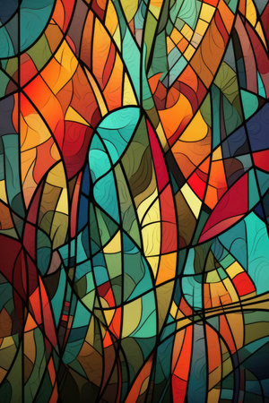 Colourful glass pattern, created using generative ai technology. Colours, pattern, material and abstract concept digitally generated image.の素材