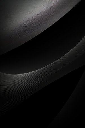 Black abstract curves, created using generative ai technology. Black textured screen wallpaper background concept digitally generated image.の素材