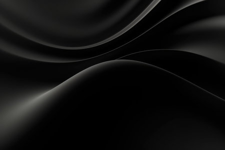 Black abstract curves, created using generative ai technology. Black textured screen wallpaper background concept digitally generated image.の素材