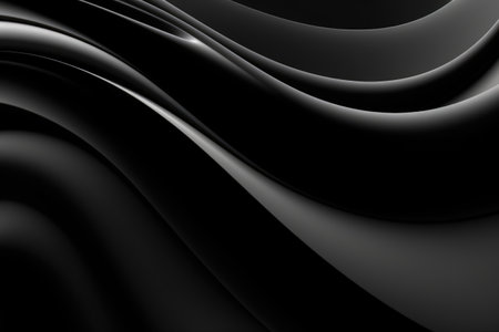 Black abstract curves, created using generative ai technology. Black textured screen wallpaper background concept digitally generated image.の素材