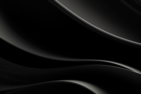 Black abstract curves, created using generative ai technology. Black textured screen wallpaper background concept digitally generated image.の素材
