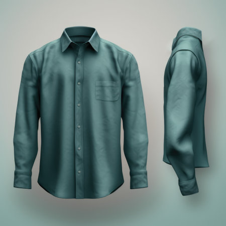 Front and back green shirt on grey background, created using generative ai technologyの素材