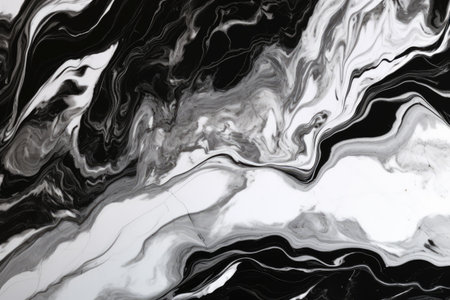 Close up of black and white marble with veins background, created using generative ai technologyの素材