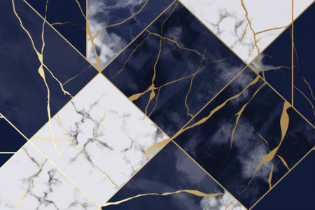 Close up of white and blue marble with veins background, created using generative ai technologyの素材