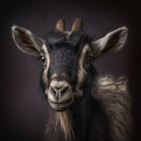 Close up of cute pygmy goat, created using generative ai technologyの素材