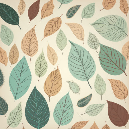 Close up of multi coloured autumn leaves background, created using generative ai technology. Autumn, fall, nature, pattern and texture concept digitally generated image.の素材
