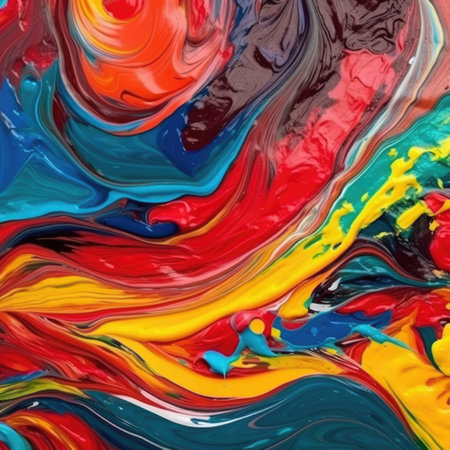 Close up of multi coloured paints background, created using generative ai technology. Paint, pattern, colours and background concept digitally generated image.の素材