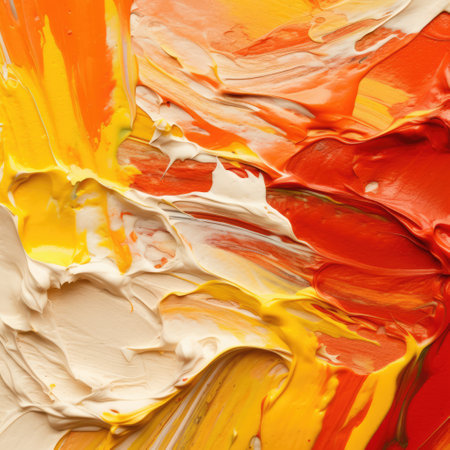 Close up of multi coloured paint background, created using generative ai technology. Paint, colour and pattern concept digitally generated image.の素材