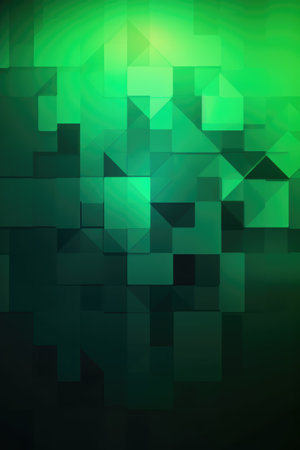 Close up of green mosaic background, created using generative ai technology. Mosaic, tiles, pattern, colours and background concept digitally generated image.の素材