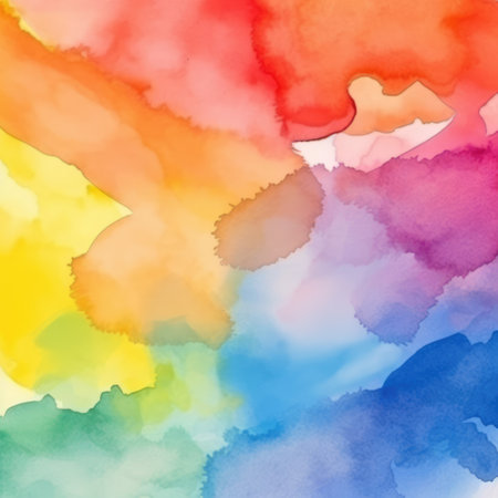 Close up of multi coloured watercolour paints background, created using generative ai technology. Paint, pattern, colours and background concept digitally generated image.の素材