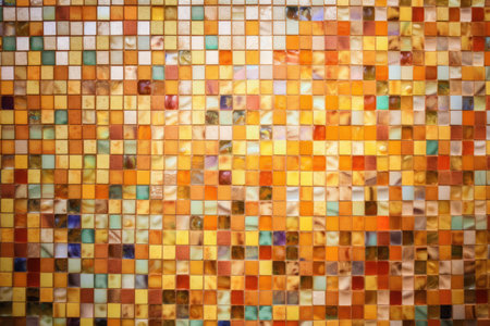 Close up of multi coloured mosaic background, created using generative ai technology. Mosaic, tiles, pattern, colours and background concept digitally generated image.の素材