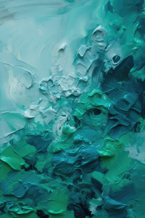 Close up of white and green paints background, created using generative ai technology. Paint, pattern, colours and background concept digitally generated image.の素材