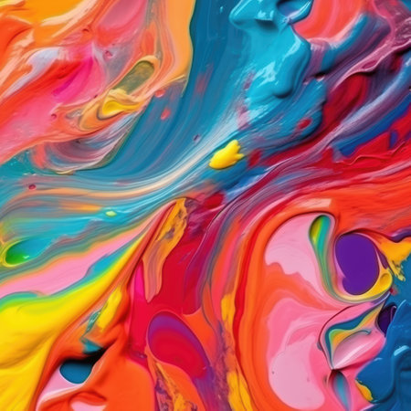 Close up of multi coloured paints background, created using generative ai technology. Paint, pattern, colours and background concept digitally generated image.の素材
