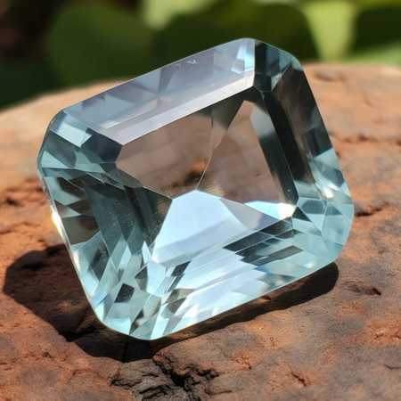 Close up of blue and shiny gemstone on rock created using generative ai technology. Nature, minerals and colours concept digitally generated image.の素材