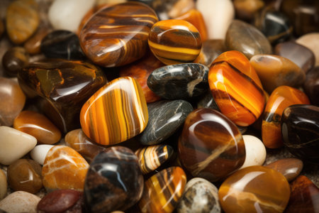 Close up of multiple colorful gemstones with pattern created using generative ai technology. Nature, minerals and colours concept digitally generated image.の素材