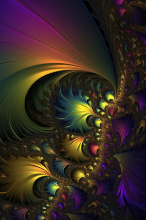Multicoloured abstract pattern background, created using generative ai technology. Colour, shape, pattern concept digitally generated image.の素材