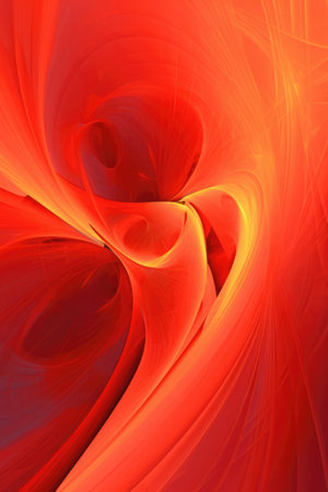 Abstract pattern in yellow and red background, created using generative ai technology. Colour, shape, pattern concept digitally generated image.の素材
