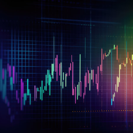 Financial stock market data displayed on screen, created using generative ai technology. Global business, stock exchange, trading, finance and stock market concept digitally generated image.の素材