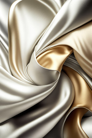 Colourful silk shiny and crumpled fabric textures, created using generative ai technology. Luxury clothes, fashion and fabric background.の素材