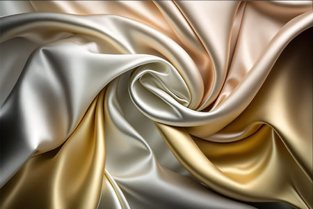 Colourful silk shiny and crumpled fabric textures, created using generative ai technology. Luxury clothes, fashion and fabric background.の素材