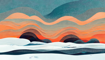 Image of landscape with colorful mountains and sky. Abstract background, landscape, colour and pattern concept.の素材
