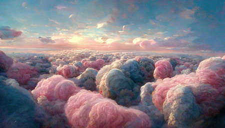 Image of landscape with colorful clouds and sky. Abstract background, landscape, colour and pattern concept.の素材