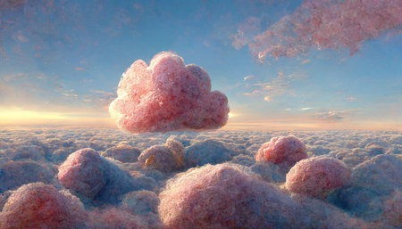 Image of landscape with colorful clouds and sky. Abstract background, landscape, colour and pattern concept.の素材