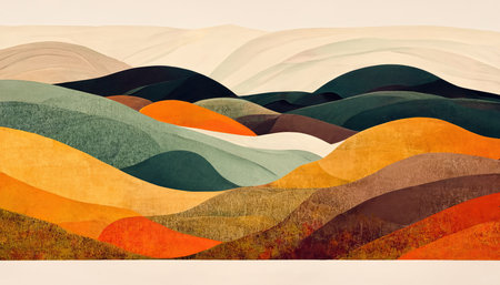 Image of landscape with colorful mountains and sky. Abstract background, landscape, colour and pattern concept.の素材
