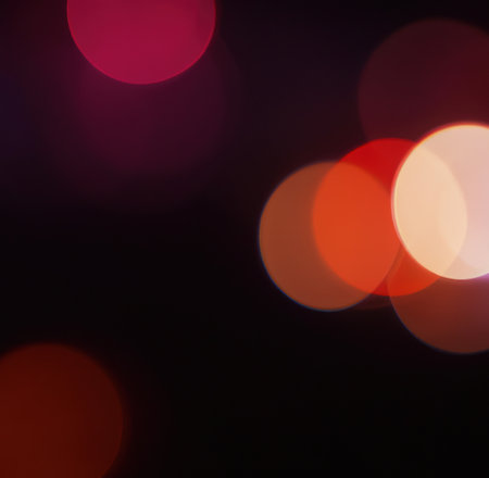 Composition of light spots on black background, created using generative ai technology. Abstract background and pattern concept digitally generated image.の素材
