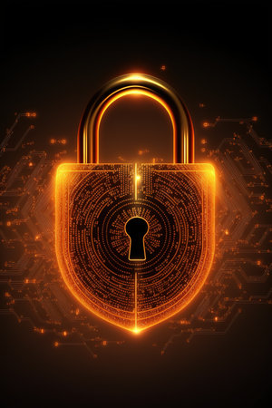 Composition of padlock over network of connections, created using generative ai technology. Padlock and cyber security concept digitally generated image.の素材