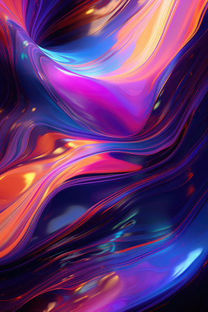 Abstract fluid iridescent holographic background, created using generative ai technologyの素材