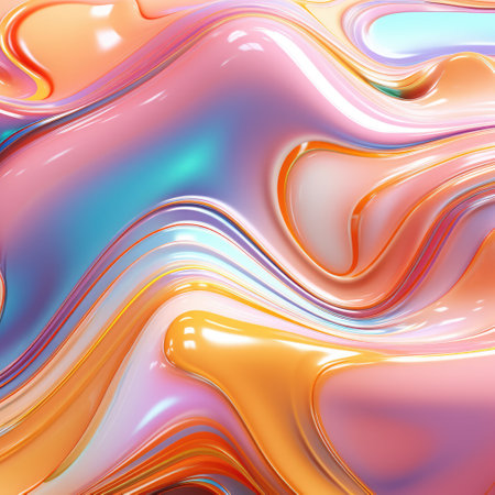 Abstract fluid iridescent holographic background, created using generative ai technologyの素材