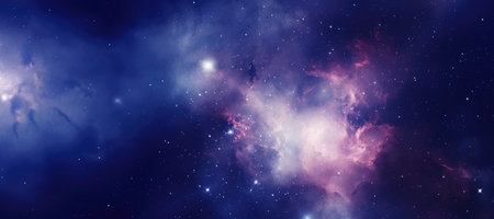 Nebula with stars and multicoloured clouds background, created using generative ai technologyの素材