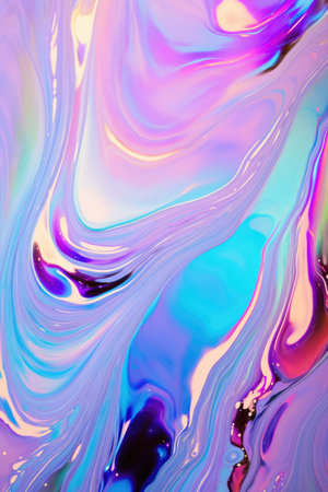 Abstract fluid iridescent holographic background, created using generative ai technologyの素材