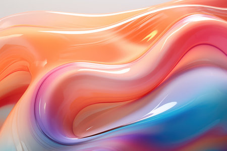 Abstract fluid iridescent holographic background, created using generative ai technologyの素材