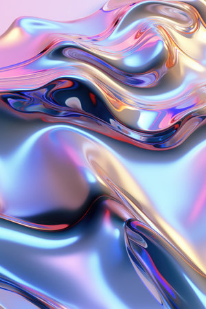 Abstract fluid iridescent holographic background, created using generative ai technologyの素材