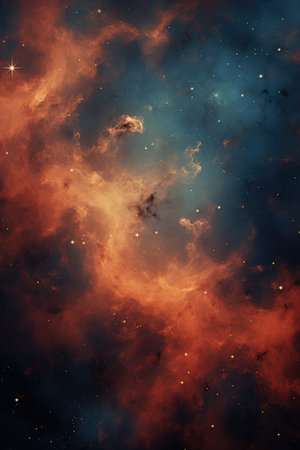 Nebula with stars and multicoloured clouds background, created using generative ai technologyの素材