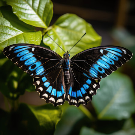Butterfly (Papilio machaon) on a leafの素材