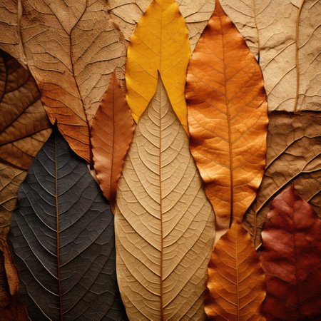 Autumn fall leaves texture background, created using generative ai technologyの素材